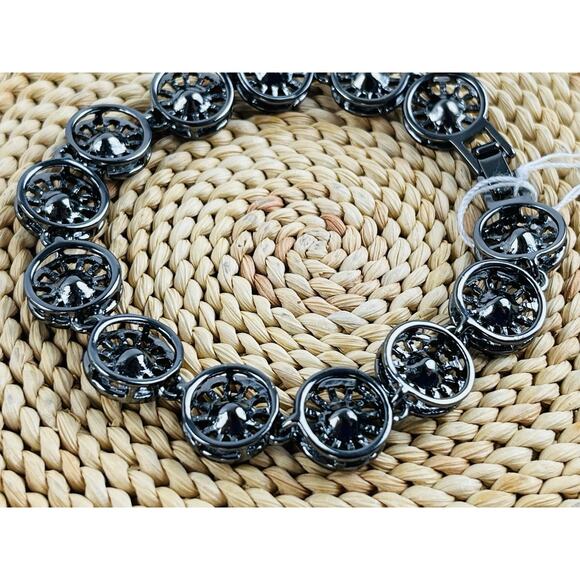 Park Lane Focus Bracelet Crystals Discs Wheels Spindles Filigree Hematite Fold O - Picture 9 of 10